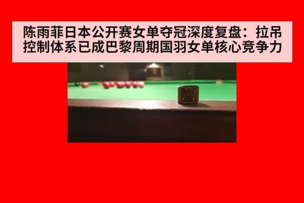 陈雨菲日本公开赛女单夺冠深度复盘:拉吊控制体系已成巴黎周期国羽女单核心竞争力(j9 game)